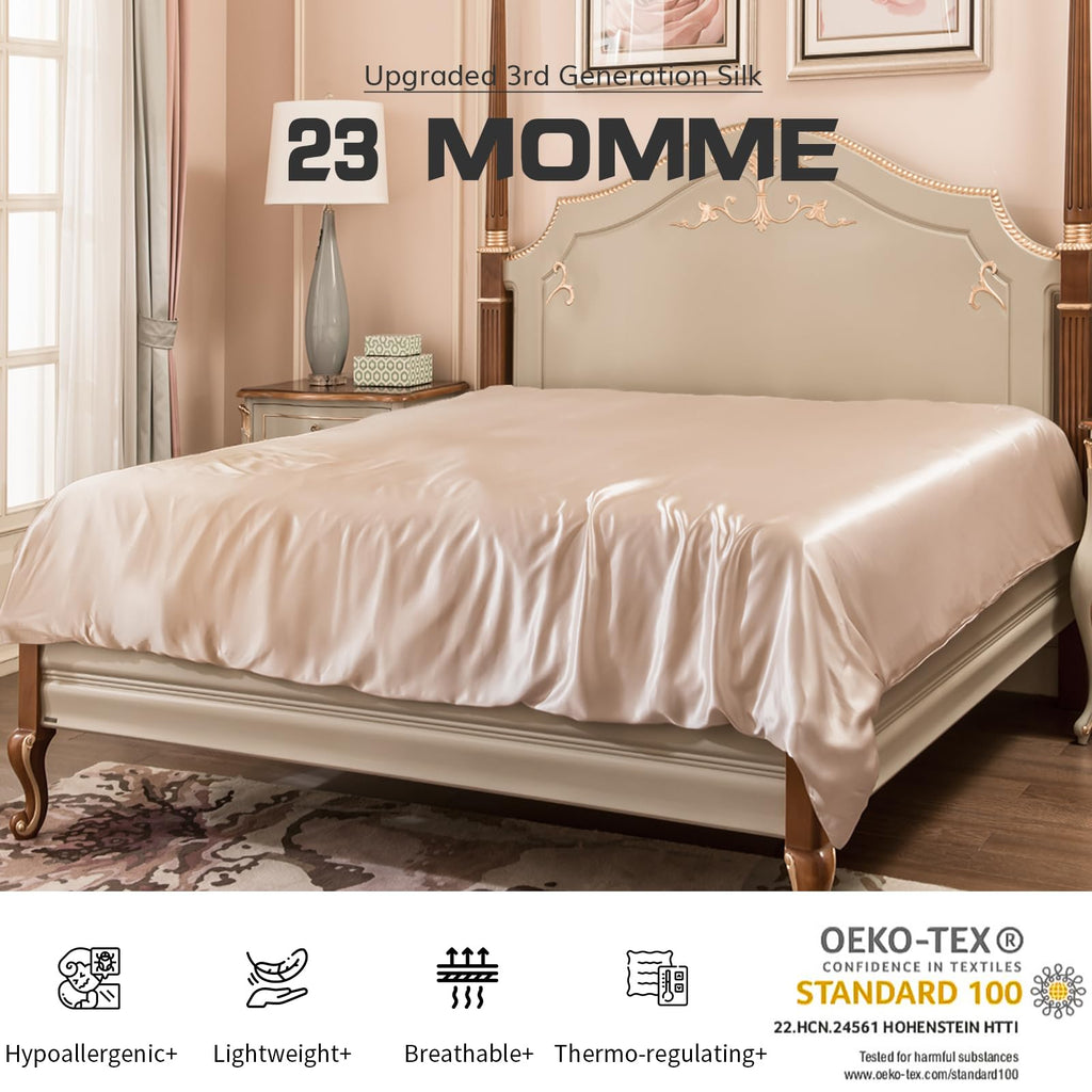 100% Mulberry Silk Duvet Cover King, 23 Momme Grade 6A+ Silk