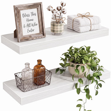 Floating Shelves for Wall Decor (White, Set of 2, 15.7 Inch)