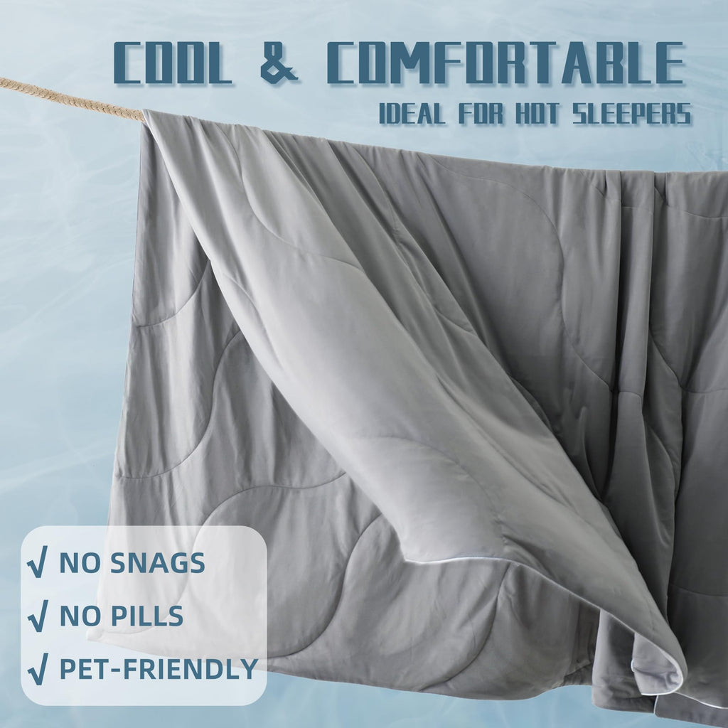 Cooling Comforter Queen Size, Grey Cooling Blanket for Hot Sleeper