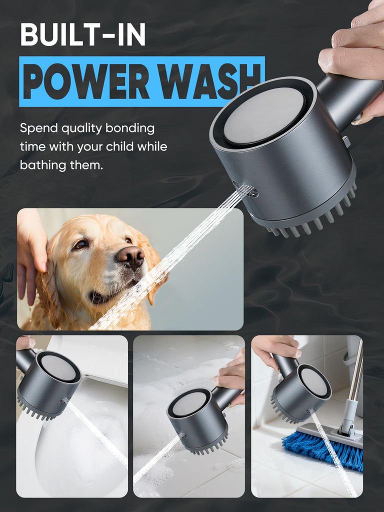 Filtered Shower Head with Handheld, High Pressure 5-mode Showerhead with Filters, Built-in Power Wash for Hard Water