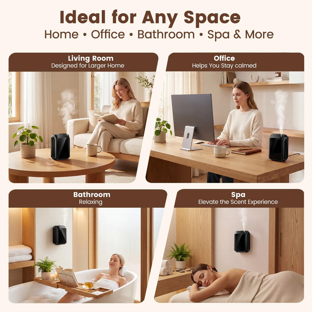 Waterless Essential Oil Diffuser 1500 Sq.Ft Hotel, Cold Air Scent Machine with Bluetooth App & Panel Control