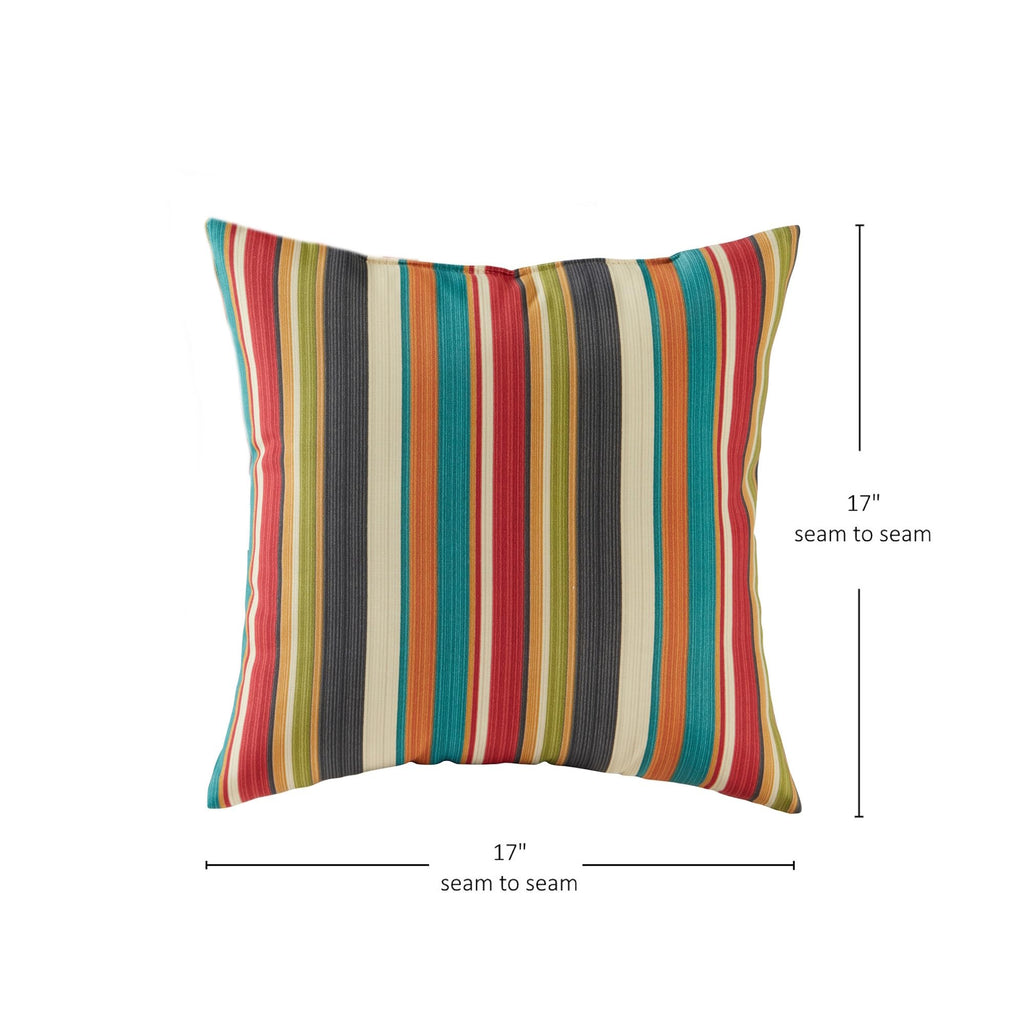 Outdoor 17-inch Square Decorative Throw Pillow, 2-Pack, Adobe Stripe