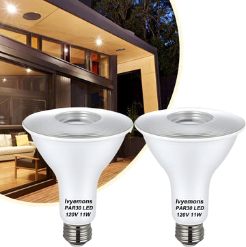 PAR30 Long Neck LED Flood Light Bulbs Dimmable 11W 2700K 2 Pack