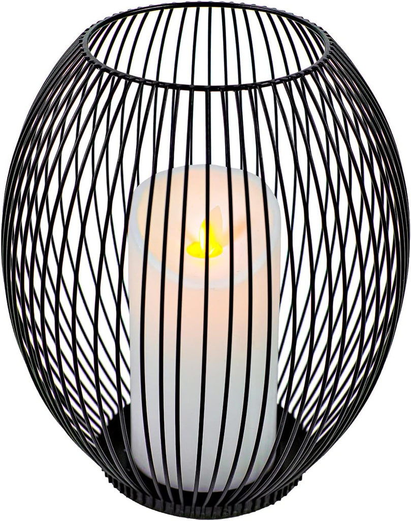 Small Outdoor Candle Holders for Patio - Pillar Candle Holder - Black Wire Candle Holder for Table Centerpiece - Iron