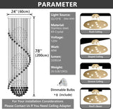 D24'' x H78'' Crystal Chandelier for Entryway High Ceiling Chandeliers Glam Chandelier Modern Large Raindrop Chandeliers LED Dimmable Light Fixtures for Staircaes Foyer Living Room Gold A100-B0F1ZXJJ4S