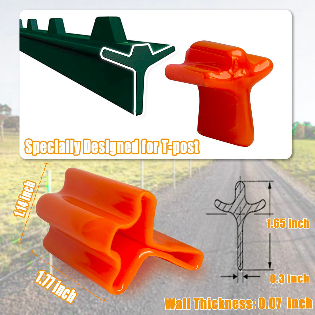100 Pcs T Post Caps, Safe T-Post Cap Vinyl Safety Topper, Orange