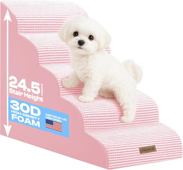 Dog Stairs for High Beds, 24.5" Foam Pet Ramp Step for Small Dogs