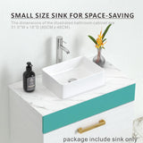 J-FAMILY 14.5'' x 10.6'' Small Vessel Sink Bathroom Above Counter White Porcelain Ceramic Rectangular Sink Bowl Small