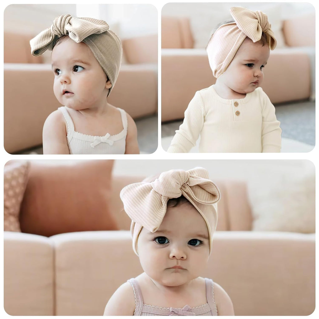8 Colors Super Stretchy Soft Knot Baby Girl Headbands with Hair Bows Nylon Head Wrap For Newborn Baby Girls Infants