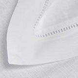 Premium 100% Linen Hemstitch Tablecloth-60 x 104 Inch White, Natural Fabric, Rectangular Tablecloth 
