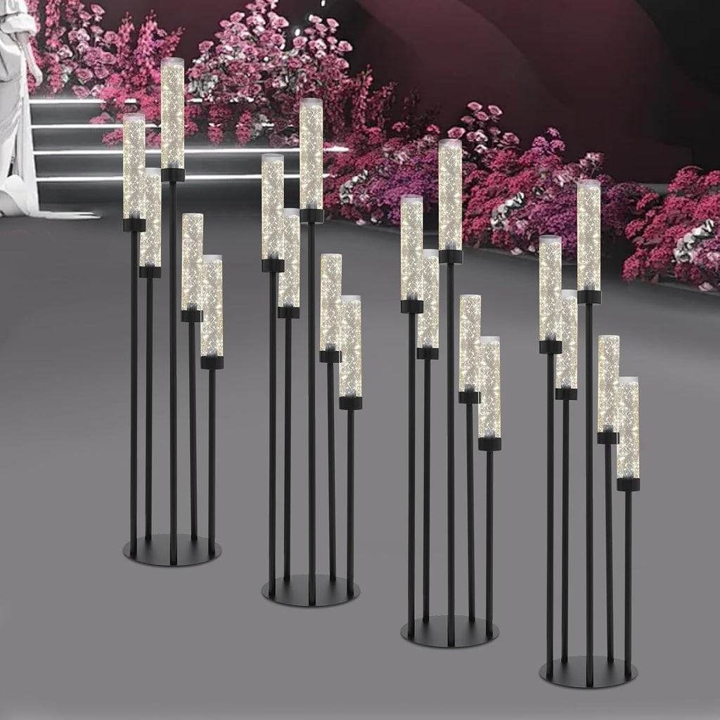 5 Arm Candelabra Centerpieces for Tables, 4 Set Floor Candle Holder, 41.3'' Tall Candlestick Stand with Acrylic