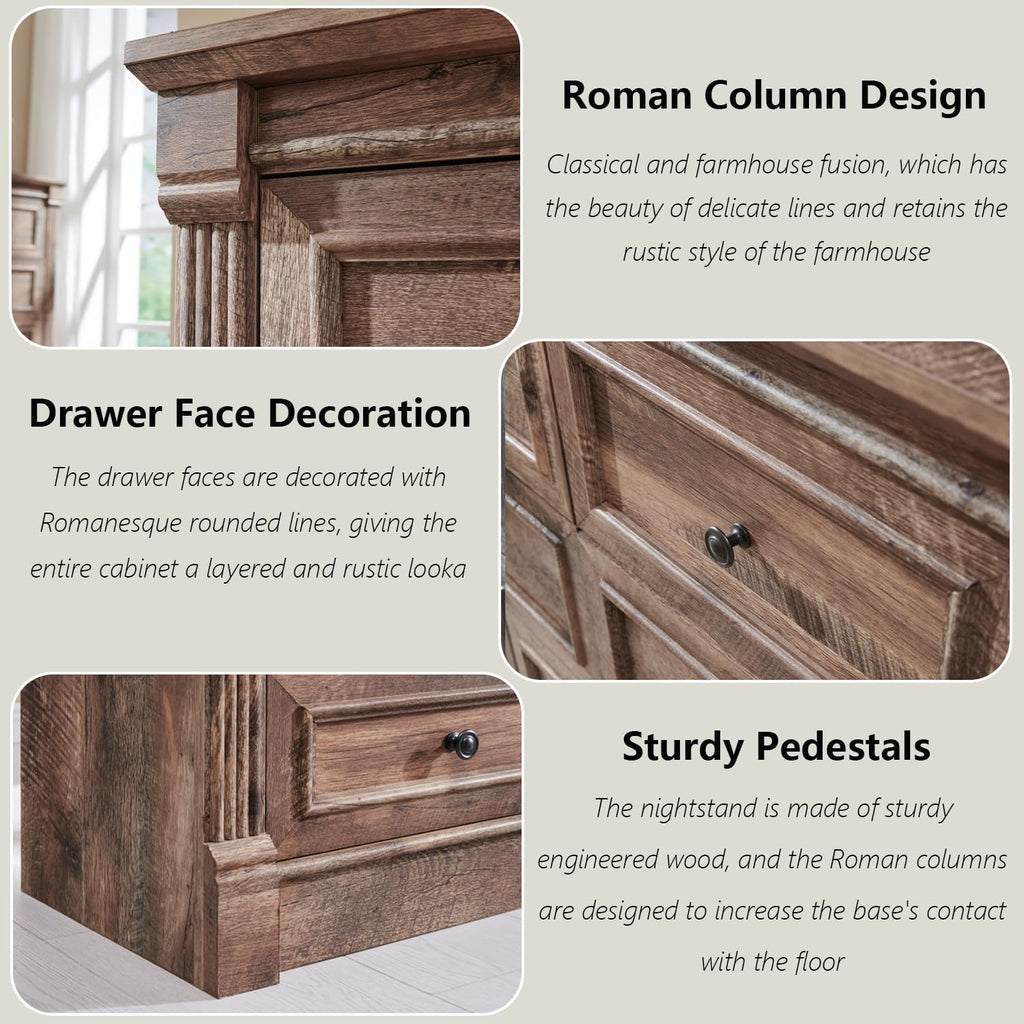 Farmhouse 57" Tall 7 Drawers, Light Brown