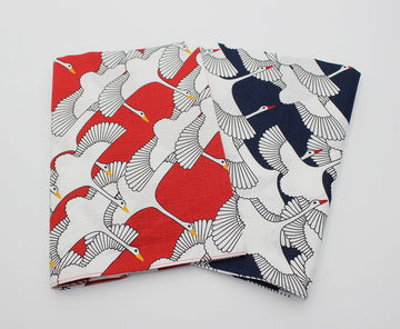 Japanese Reusable Furoshiki Fabric Bento Gift Wrapping Cloth (Navy Crane, 19.7"×19.7")