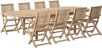 Greenville 9 Piece Teak Double Extendable Oval Dining Set