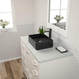 Black Vessel Sink Rectangle, Dcolora 19"x15" Matte Black Bathroom Vessel Sink Rectangular Above Counter Ceramic