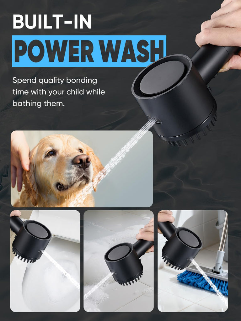 Filtered Shower Head with Handheld, High Pressure 5 Spray Mode Showerhead with Filters, Built-in Power Wash for Hard