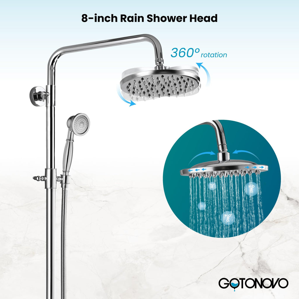 Exposed Shower System 8'' Head with Handheld Polished Chrome