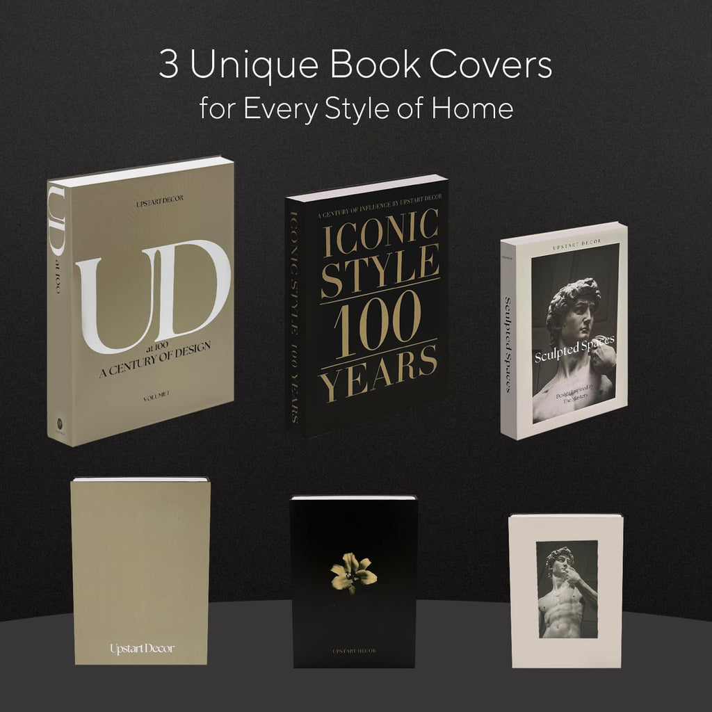 Designer Decorative Books Set of 3, Contemporary Faux Books with Storage | Large neutral hardcover book boxes with