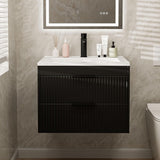 24" Modern Floating Bathroom Vanity with Sink - Wall Mounted Cabinet with Double Drawers