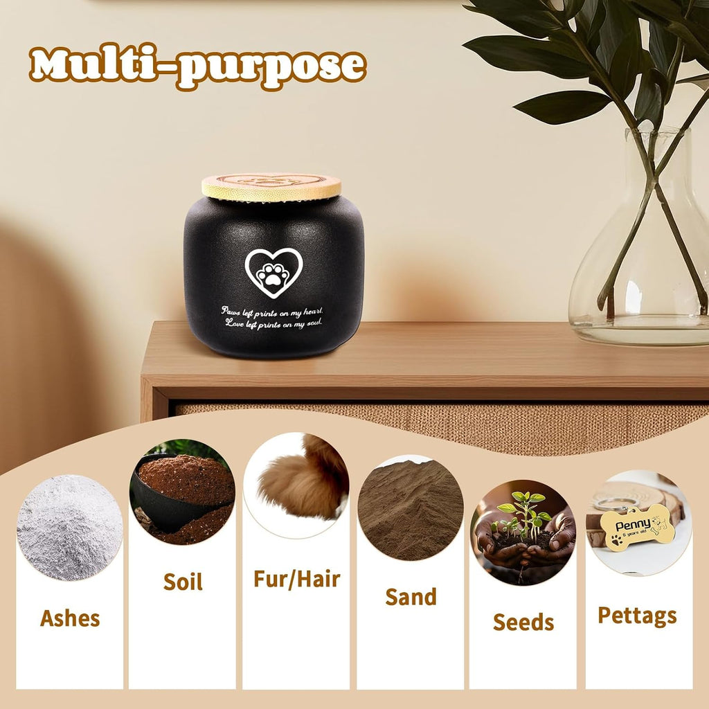 Ceramic Pet Ash Urn for Small/Medium Cats & Dogs, Funeral Cremation Urn, Memorial Keepsake Decorative Urns