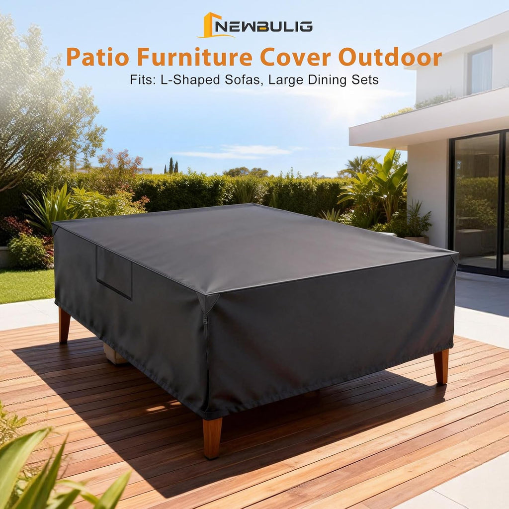 Patio Furniture Covers Waterproof 108"L x 82"W x 28"H, Black | Heavy-Duty 600D All-Weather Outdoor Furniture Cover