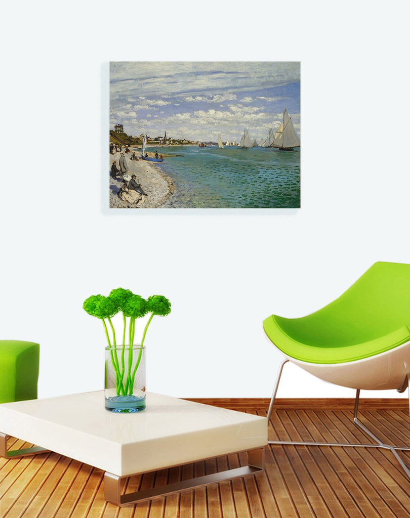 Tropical Beach Sailboat By Claude Monet Giclee Art Canvas prints:23"x20"