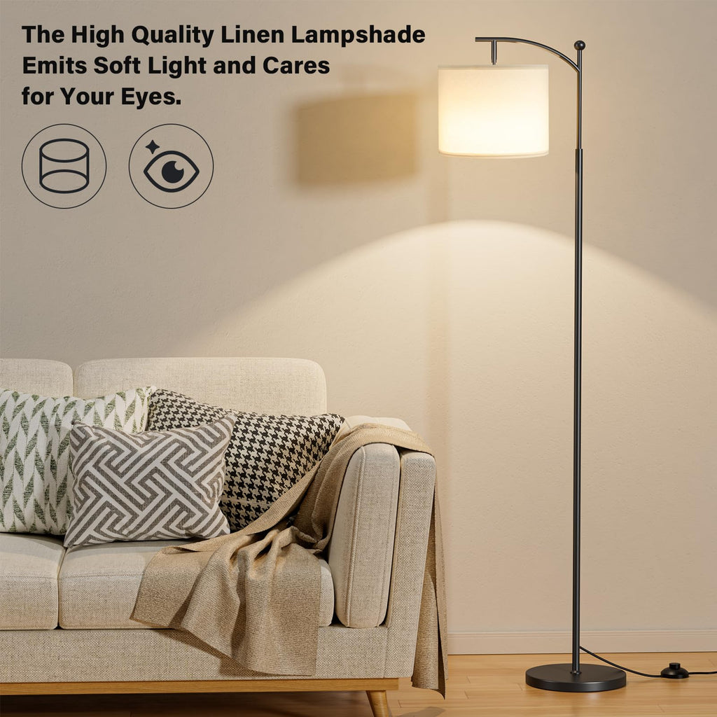 60" Floor Lamp with Remote and Stepless Dimmable Bulb, Black Pole