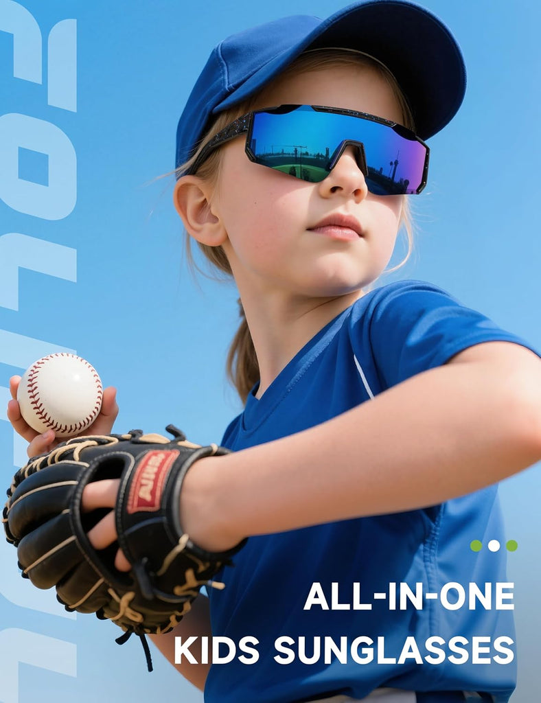 Kids Polarized Baseball Softball Sports Sunglasses for Boys Girls