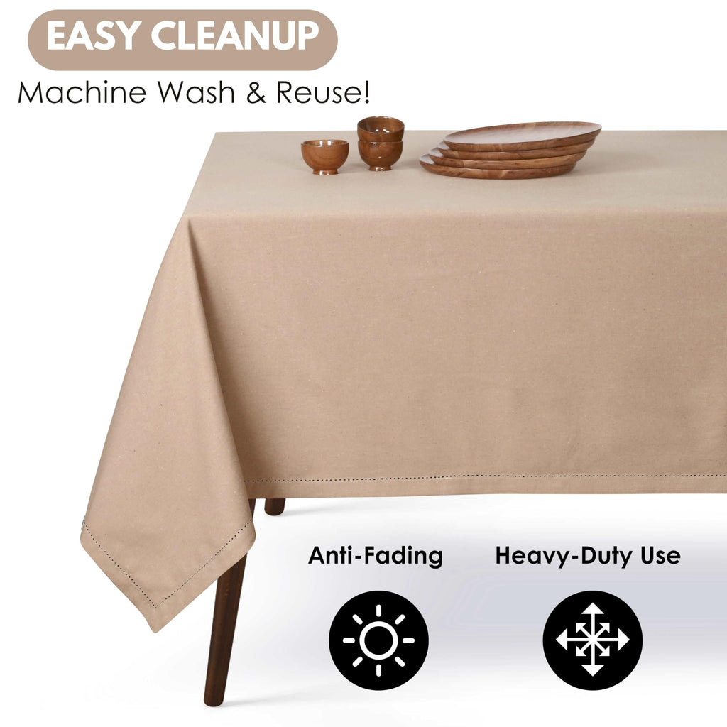 Tablecloth 100% Cotton 60 x 84 Inch Decorative Rectangle Washable Table Cloth Cover for Gifts, Home, Buffet, Wedding