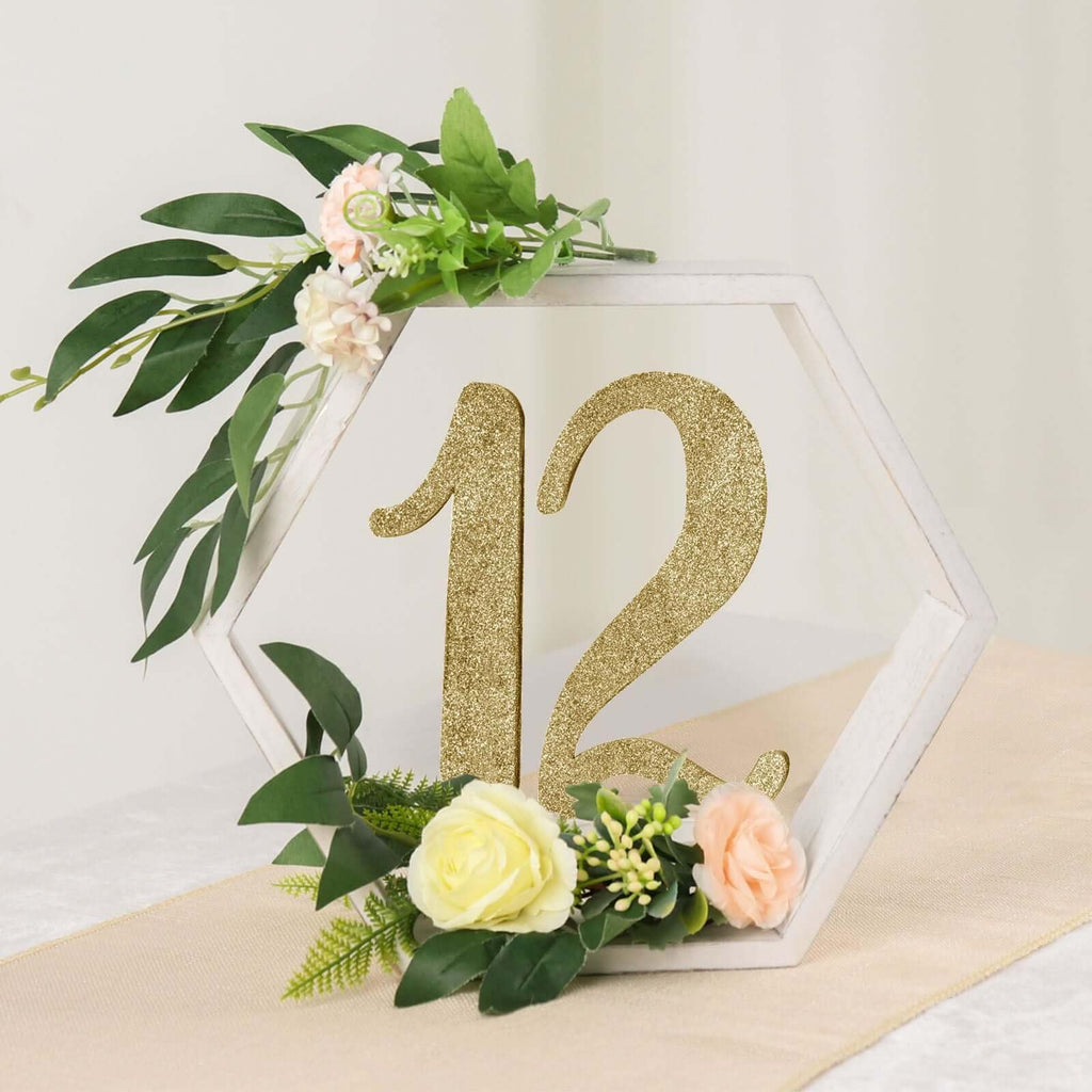2 Pack | 9" Hexagon Whitewashed Wood Centerpiece, Geometric Terrarium, Honeycomb Storage Shelf