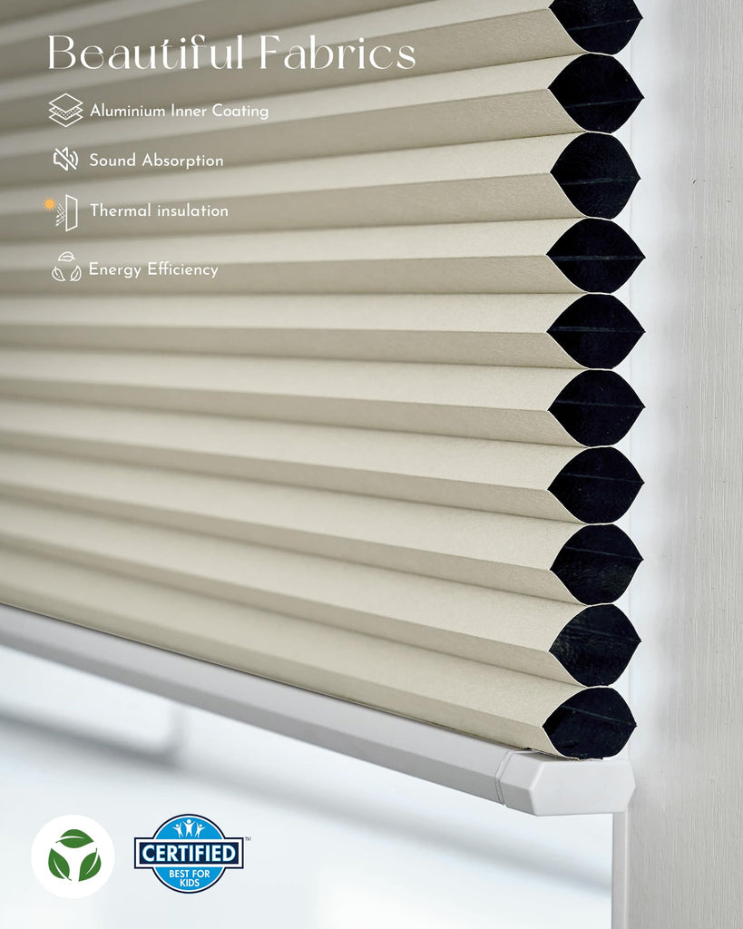 Motorized Blackout Cellular Shades, Custom Size, Beige