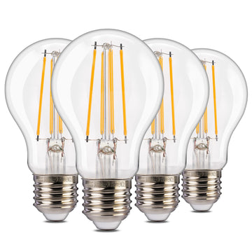 Dusk to Dawn LED Outdoor Light Bulb, 4-Pack A19 LED Bulb 100W Equivalent, E26 Base, 2700K Soft White, 8W