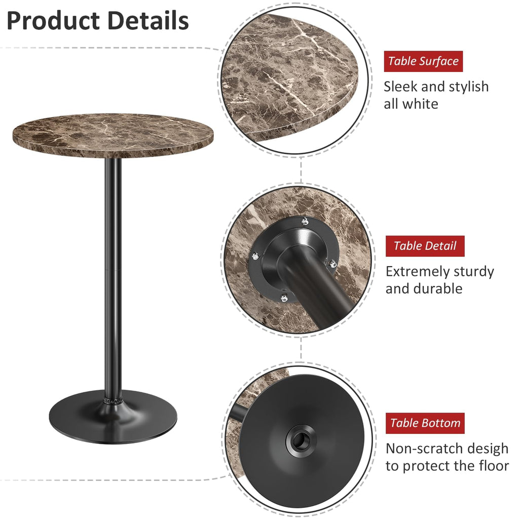 Bistro Pub Table Round Bar Height Cocktail Table Bar, Round Bar Tables for Party, Dining Room, Living Room and