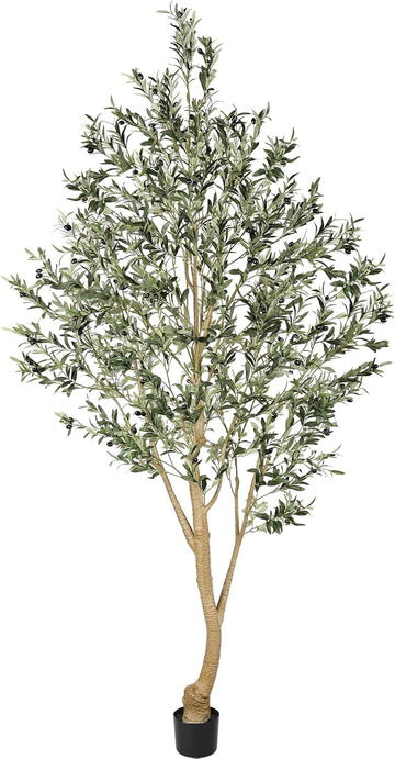 Tall Faux Olive Tree 9ft with Thick Trunk & Realistic Leaves