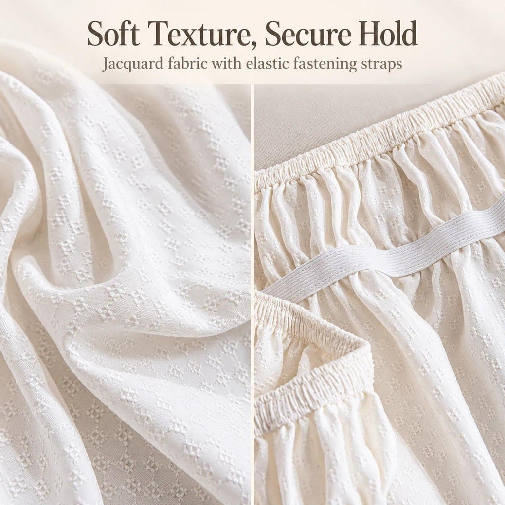 Wrap Around Bed Skirt - Full Size Bed Skirt with 15 Inch Drop, Ivory