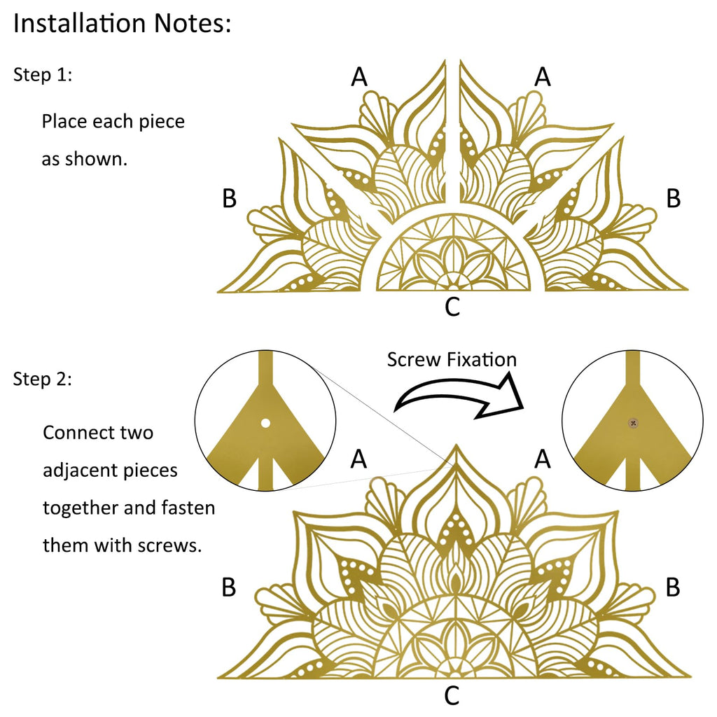 Gold Half Mandala Lotus Large Metal Wall Decor