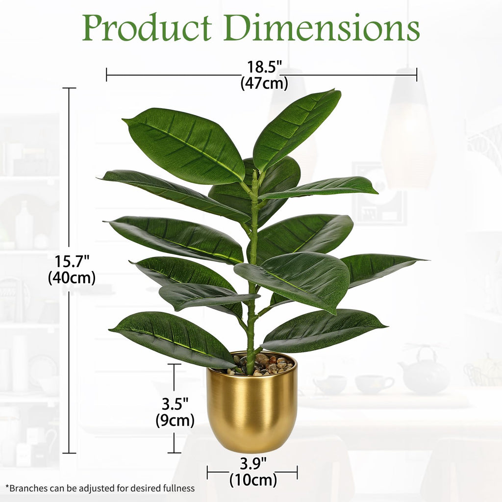 Fake Plants Mini Artificial Rubber Tree Plant in Pot Decor