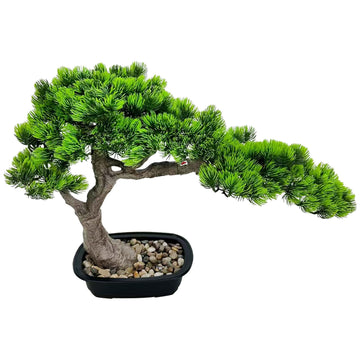 1.3ft Artificial Juniper Bonsai Tree with Black Plastic Pot