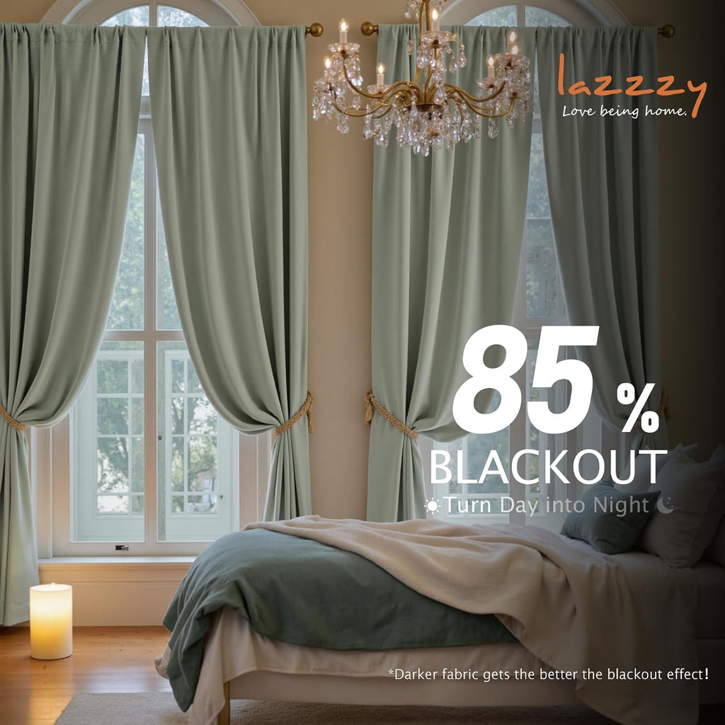 Green Velvet Curtains Blackout Thermal Insulated Curtains 96 Inch Long Window Drapes for Bedroom Living Room Super