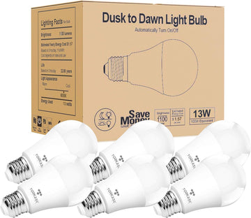 Outdoor Sensor Light Bulbs, E26 Dusk to Dawn Automatic Sensor