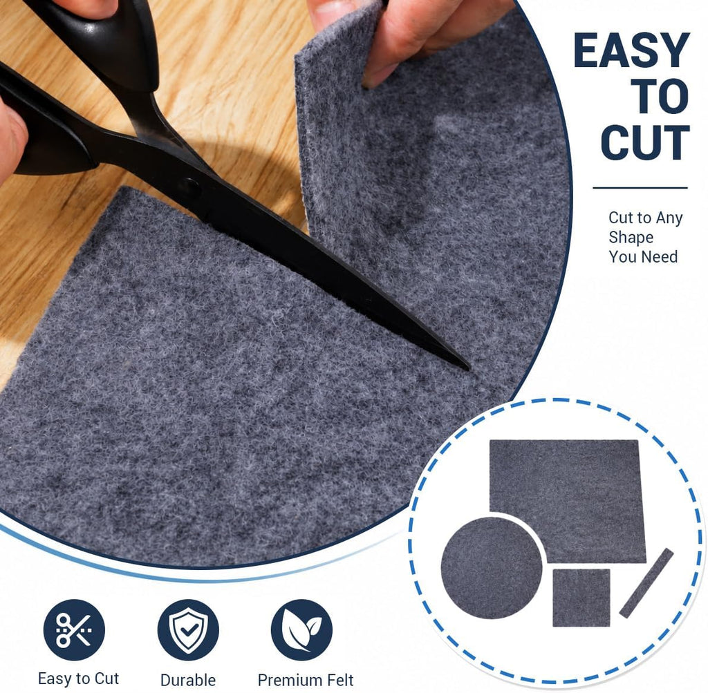 Non Slip Rug Pad 5x7 Ft, 1/8 Inch Thin Felt & Rubber Backing, Non Skid Rug Gripper for Hardwood Floors, Anti-Slip - Set of 35