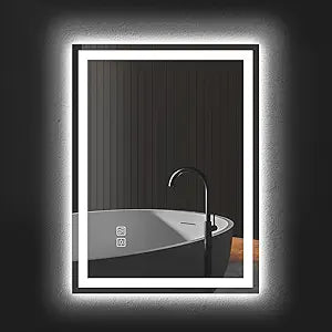 Led Bathroom Mirror 24X32: Anti-Fog Lighted Bathroom Mirror with 3 Colors - Front Lit and Backlit Mirror Bathroom for