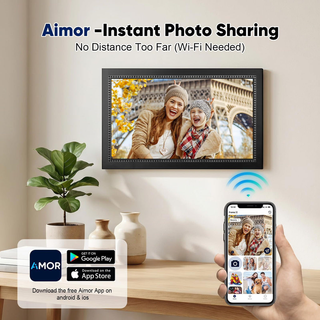 Digital Picture Frame 15.6 Inch Digital Photo Frame with 64GB Storage, 1920 * 1080 IPS FHD Touchscreen, WiFi Smart