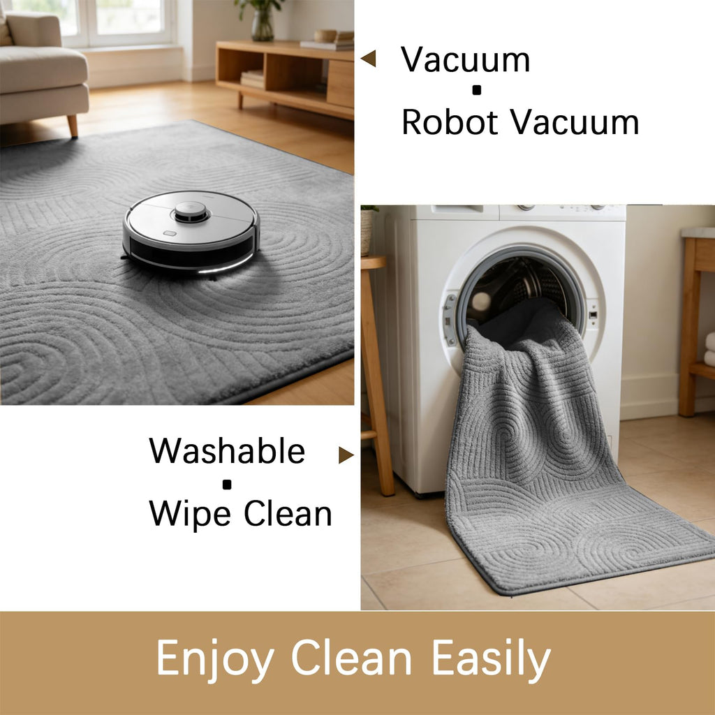 5x7 Grey Solid Color Area Rug, Modern Rugs Bedroom