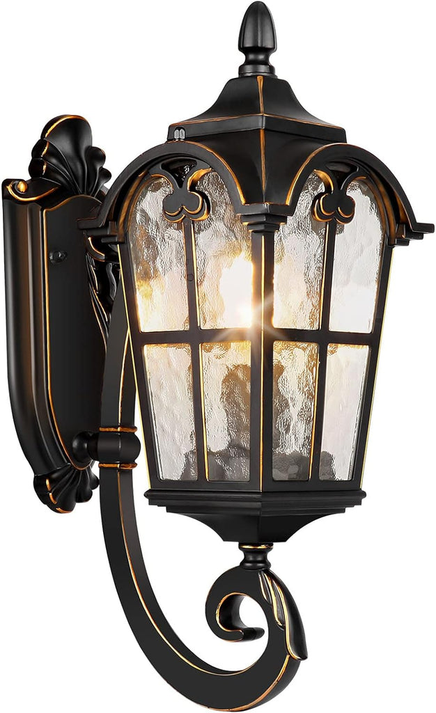 Outdoor Wall Light Fixtures Black Roman 17.71" H Exterior Wall Lantern Waterproof Sconce Porch Lights Wall Mount with Water Glass Shade for House A123-B08CRLZXYQ