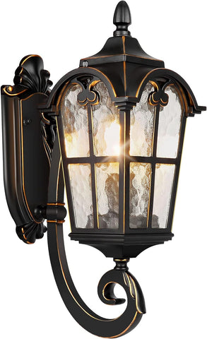 Outdoor Wall Light Fixtures Black Roman 17.71" H Exterior Wall Lantern Waterproof Sconce Porch Lights Wall Mount with Water Glass Shade for House A123-B08CRLZXYQ