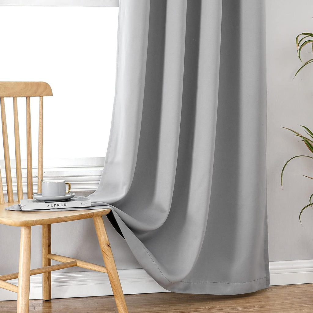 100% Blackout Curtains 84 inch Long for Bedroom with Black Liner, 2 Thick Layers Total Blackout Thermal Insulated