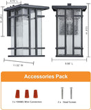 Rustic Dusk to Dawn Outdoor Wall Light Fixture 13.8"H Waterproof Exterior Wall Sconces Black Metal with Seeded Glass