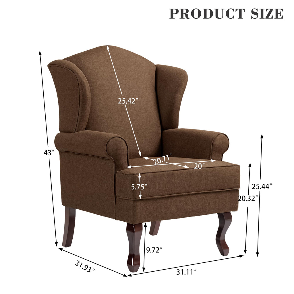 High Back Accent Chair, Fabric Pattern Wingback Armchair, Cranberry