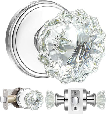 Glass Door Knobs Interior with Lock Privacy Vintage Doorknobs
